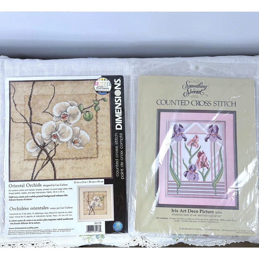 Dimensions Oriental Orchids & Candamar Iris Art Deco Counted Cross Stitch Kits